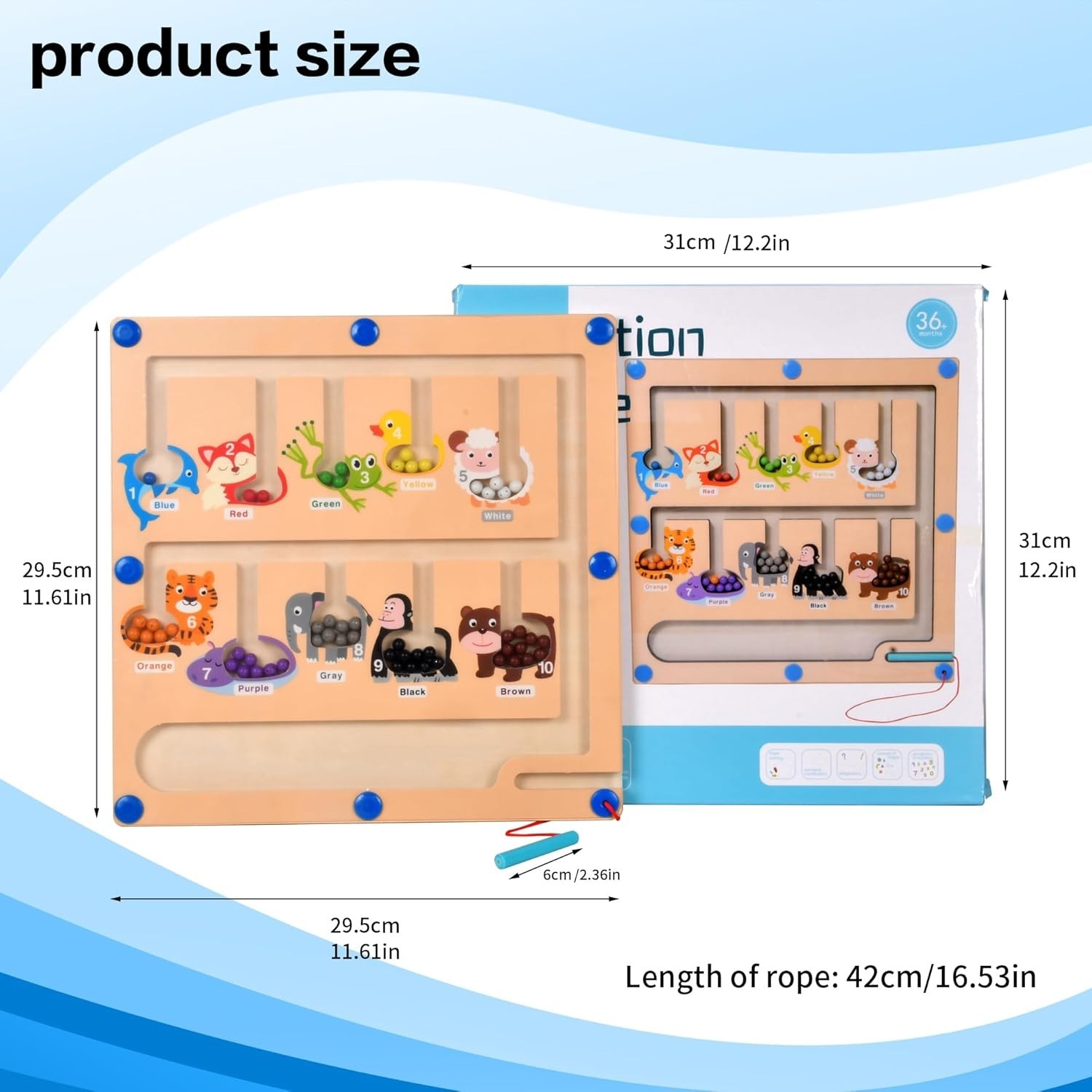 Vista 4 de Juego De Laberinto De Madera Montessori - DISEÑO: ZAPATO